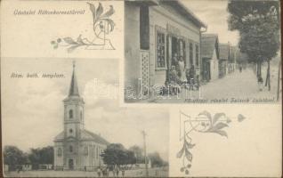 Budapest XVII. Rákoskeresztúr; Szlavik Ferenc üzlete, templom, Art Nouveau