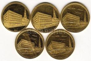 NSZK 5db privát arany emlékveret "AEZ" összesen 23,02g T:PP,2 benne sérült