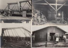 1914-1918 7db I. világháborús katonai felvétel raktárépítési munkálatokról, különféle méretben