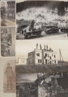 1914-1918 11db I. világháborús katonai felvétel különböző hadszínterekről, különféle méretben; az egyik fotón IV. Károly tart seregszemlét /  World War I military photos, one with Charles I of Austria