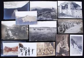 1914-1918 14db I. világháborús katonai felvétel különböző hadszínterekről, különféle méretben /  World War I military photos