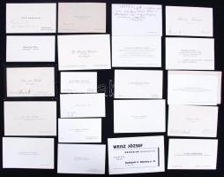 1945 előtt 77db névjegy különféle foglalkozású emberektől (festő, mérnök, ékszerész, bankár, hírlapíró, stb.), többek között a Budai Zeneakadémia igazgatója, az Astoria és a Hungária Nagyszálló igazgatója, valamint Jamnitzky Viktor (1922-2011) az Astor néven ismert világhírű bűvész névjegykártyái