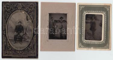 1890-1910 Portrék, 3db ferrotípia /  Tintypes, cca 12x8cm