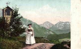 Bad Aussee with small altar and lady in costume