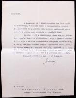1943 vitéz Ambrózy Gyula, a kormányzó kabinetirodájának főnöke által aláírt levél, melyben a kormányzót keresztapának felkérő kérelmező leinformálását kéri