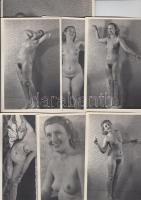 cca 1950 7db erotikus fotó levlap méretben, Tiszavölgyi József felvételei /  Vintage erotic photos