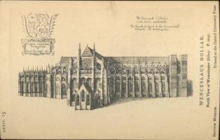 11 db használatlan, régi képeslap Václav Hollar rézkarcaiból, a British Museum gyűjteménye / Wenceslaus Hollar's etchings, 11 postcards