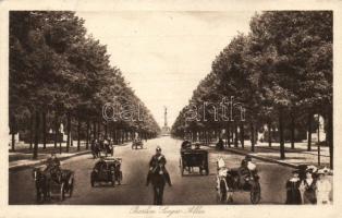 Berlin, Sieges Allee / avenue with automobile and mounted policeman