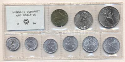 1980. 2f-10Ft 9db klf érmés forgalmi sor fóliatokban T:1