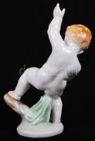 Herendi puttó figura, kézzel festett, jelzett, hibátlan, m:17 cm / Herend porcelain figure, flawless...