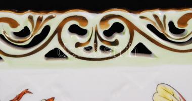 Herendi Viktória mintás áttört tál, kézzel festett, jelzett, hibátlan, 15,5×15 cm/ Handpainted Heren...