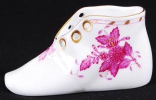 Herendi Apponyi mintás cipő, kézzel festett, jelzett, hibátlan, h:10 cm, m:5 cm /Handpainted Herend porcelain shoe