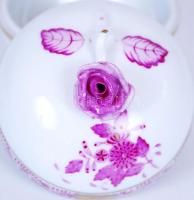 Herendi Apponyi mintás rózsás bonbonier, kézzel festett, jelzett, rózsán nagyon apró lepattanás, d:8...