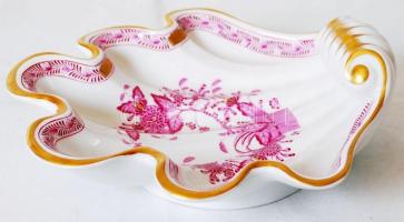 Herendi Indiai kosár mintás kagylós kínálótál, kézzel festett, jelzett, hibátlan, h:23 cm, sz:22 cm ...