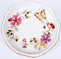 Kézzel festett Zsolnay porcelán tálka, jelzett, hibátlan, d:12 cm / Hand-painted chinaware plate