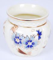 Kézzel festett Zsolnay mini kaspó, jelzett, hibátlan / Hand painted Zsolnay vase m:6 cm, d:5 cm