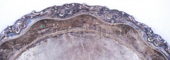 1937-1965 Növényi motívumokkal díszített ezüst (Ag) tálca 800-as tisztaságú magyarországi "dian...