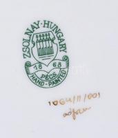 Kézzel festett Zsolnay áttört nagy kaspó, jelzett, hibátlan / Hand painted Zsolnay vase m:17 cm, d:1...