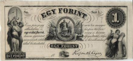 1852. Emigrációs "Kossuth bankó" 1Ft keltezés nélkül "A" ívszélekkel T:I