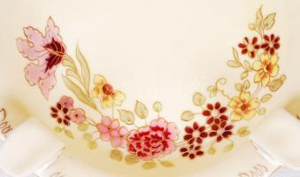 Zsolnay virágos mintás hamutartó, kézzel festett, jelzett, hibátlan, d::16 cm/ Zsolnay porcelain ash...
