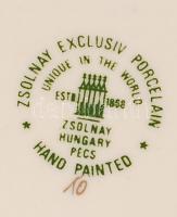 Zsolnay virágos mintás hamutartó, kézzel festett, jelzett, hibátlan, d::16 cm/ Zsolnay porcelain ash...