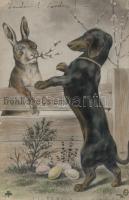 Easter, a cub with a rabbit (EB)