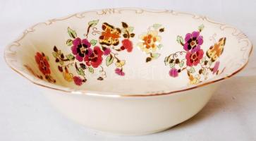 Zsolnay pillangós salátás tál, kézzel festett, jelzett, hibátlan, m:7 cm, d:25 cm/ Zsolnay porcelain...