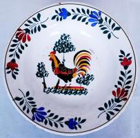 Régi, jelzett, fajansz falitányér /  Old faience plate, d: 23,5cm