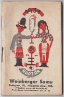 1937 Budapest VI. Weinberger étterem zsebnaptár italreklámokkal