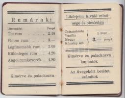 1940 Fehér István Bp., XIII. étterem zsebnaptár italreklámokkal
