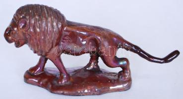 Mázas, öntöttvas oroszlán /  Glazed cast iron lion, 19x9,5x6cm