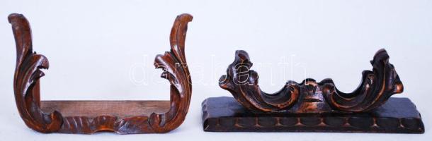 2db régi, kézzel faragott fa fényképtartó /  Hand cut wooden photo stand