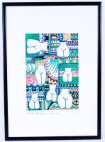 Szécsi Magda (1958-): Fehér makogás=múlt idő. Vegyes technika, papír, hátul jelzett, üvegezett keretben 36×50 cm