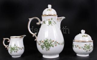 Hollóházi Erika mokkás készlet, jelzett, matricás, hibátlan / Hollohaza porcelain coffee set