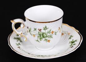 Hollóházi Erika mokkás készlet, jelzett, matricás, hibátlan / Hollohaza porcelain coffee set