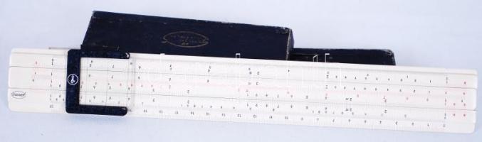 cca 1920 Gamma Rt (MOM előd) logarléc, kissé sérült tokkal