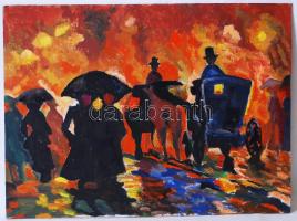 Jelzés nélkül: Utcarészlet. Olaj, farost, 36×49 cm
