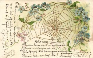 Flower with cobweb, litho Emb. (EK)