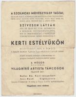 1937 Meghívó a szolnoki művésztelepen rendezett garden partyra. s: Pólya Tibor