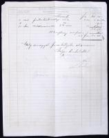 1892 Budapest V. Bendel Gusztáv malomipari szaküzlet számla