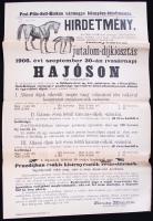 1906 Hajós lóárverési hirdetmény plakát 32x50 cm