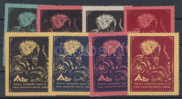 1927 Gáborjáni Szabó Kálmán (1897-1955): Ady levélzáró sor (8 klf színben)