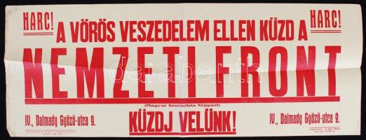 cca 1940 Magyar Szocialista Néppárt kommunista-ellenes plakát 62x24 cm