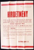 1944 Légoltalmi hirdetmény a fel nem robbant bombák tárolásával kapcsolatban 40x60 cm
