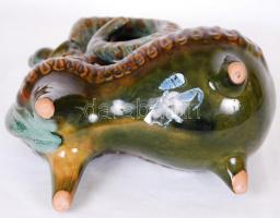 Kos formájú, mázas kerámia öntözőedény / 
Ceramic watering can in ram shape, 24x24x14cm