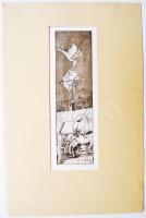 Würtz Ádám (1927-1994): Íme a kutya. Rézkarc, papír, jelzett, paszpartuban 27×8 cm