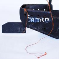 Háromárbocos "Jadron" hajó modell, fém, szaru, h:50 cm, m:36 cm