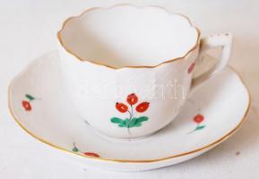 Herendi 5 db csipkebogyó mintás mokkás csésze és csészealj, kézzel festett, jelzett, hibátlan, m:5 c...