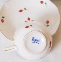 Herendi 5 db csipkebogyó mintás mokkás csésze és csészealj, kézzel festett, jelzett, hibátlan, m:5 c...