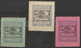 1930 3 klf színű Filatéliai kurir propaganda kiállítás levélzáró